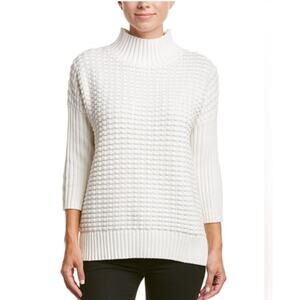 French Connection Mozart Popcorn High Neck Sweater in Winter White XL